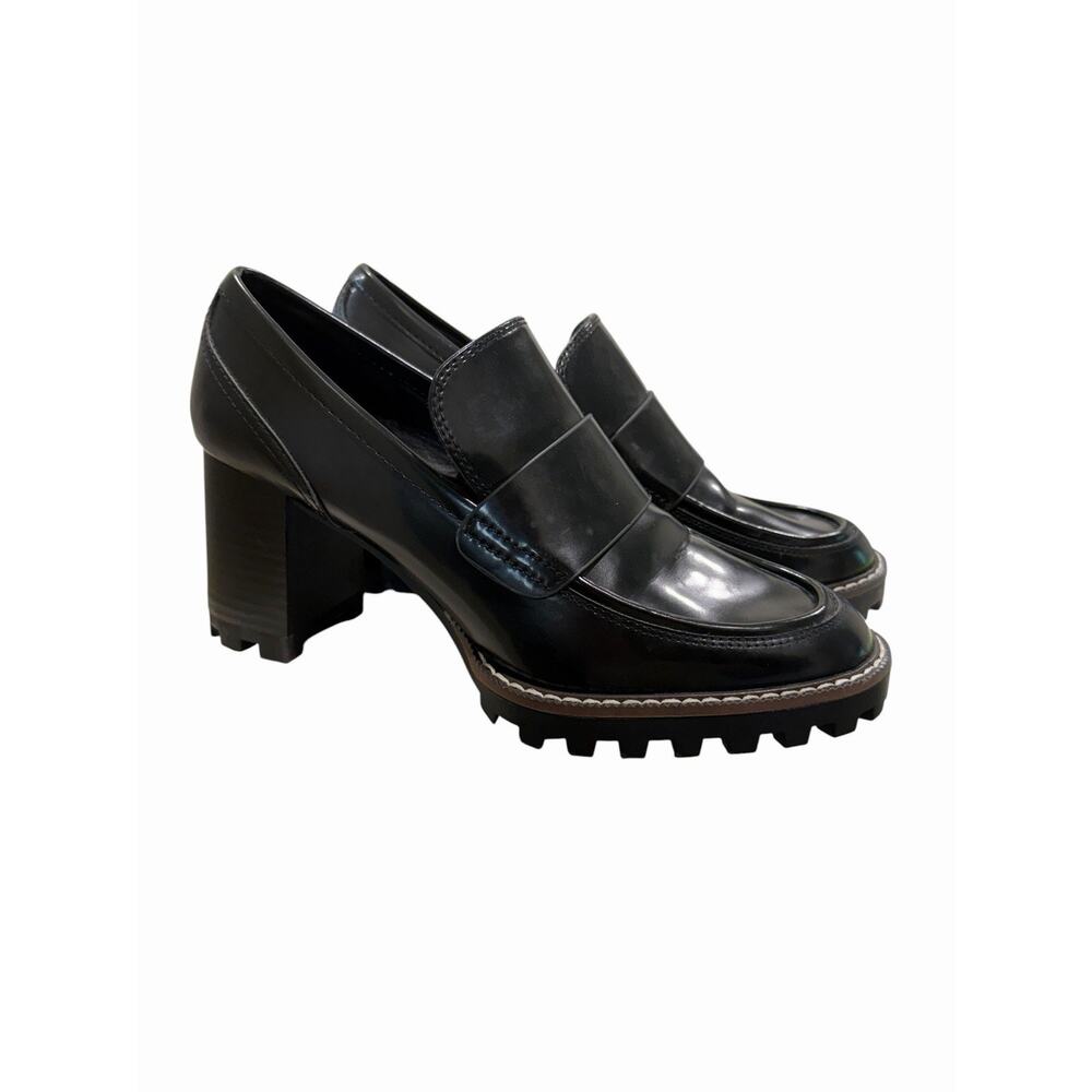 New HM Womens 10 Black Loafers Round Toe Lug Sole Y2K‎ 90s Fashion Whimsygoth